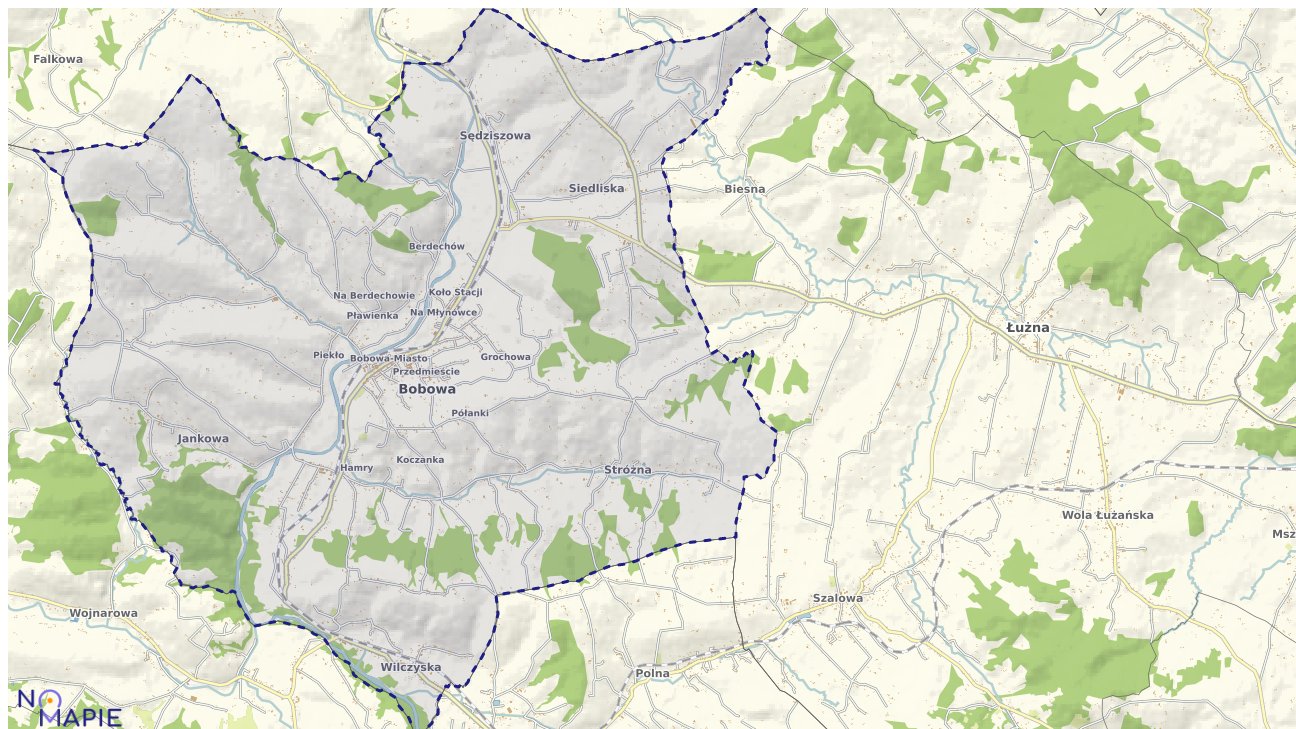 Mapa obszarów ochrony przyrody Bobowej