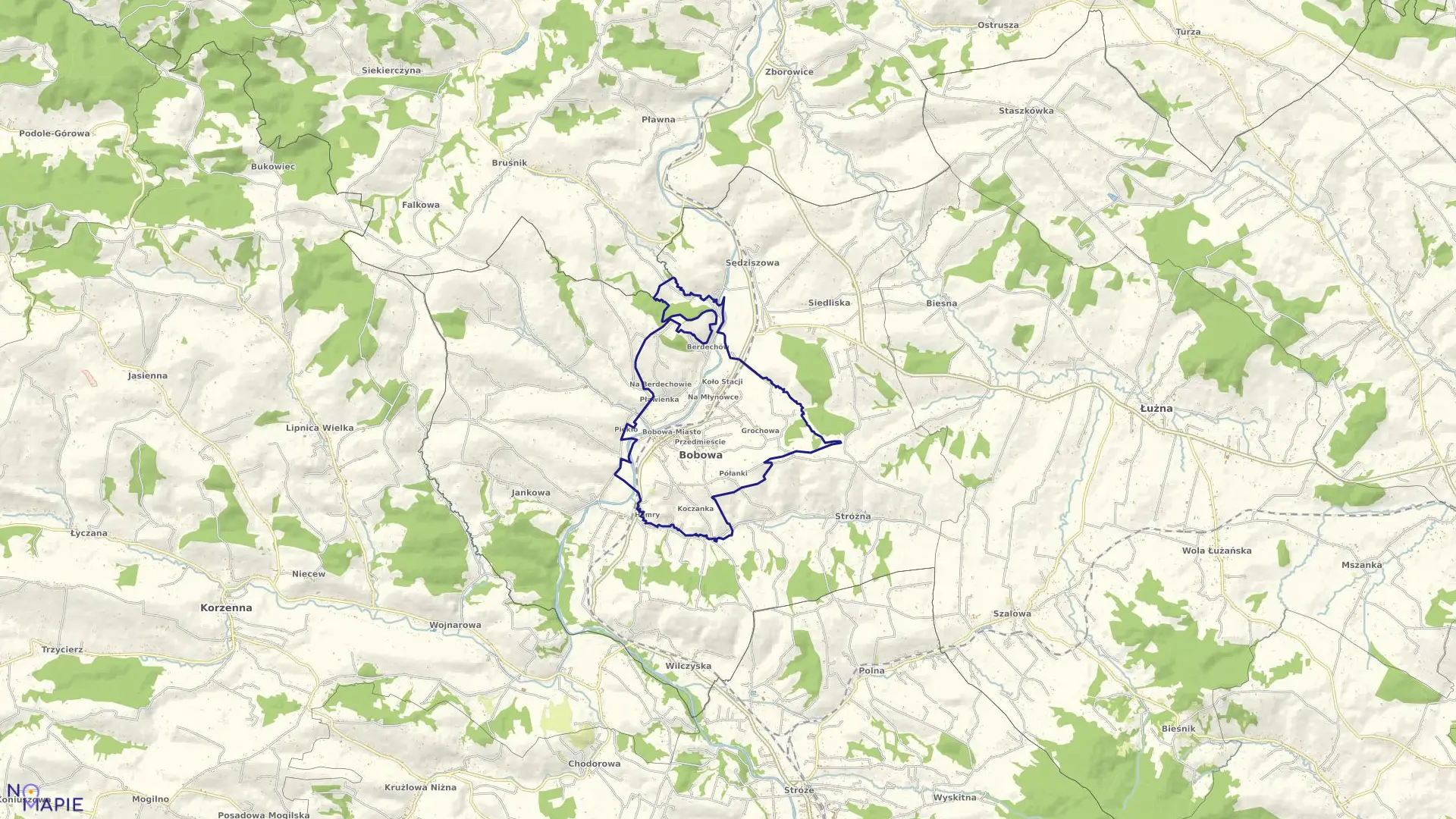 Mapa obrębu Bobowa w gminie Bobowa