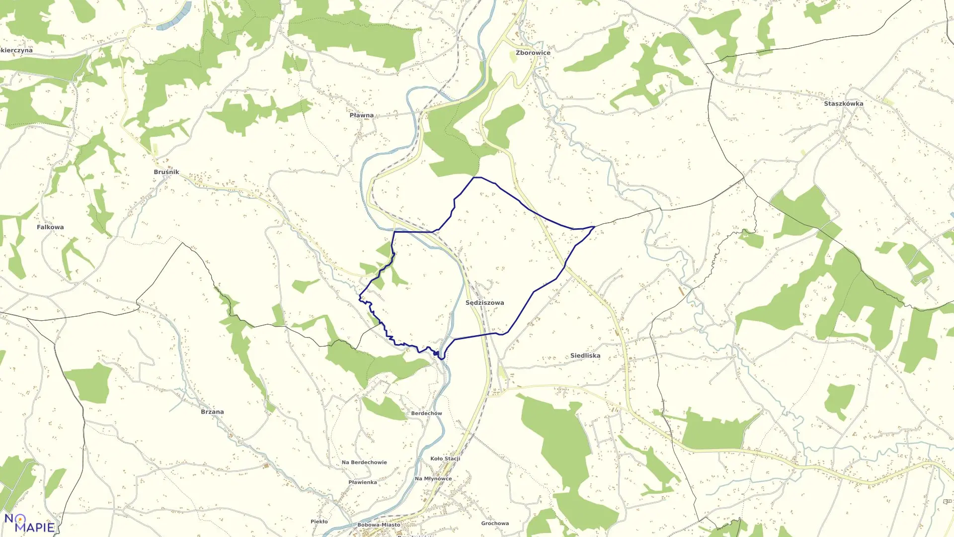 Mapa obrębu Sędziszowa w gminie Bobowa