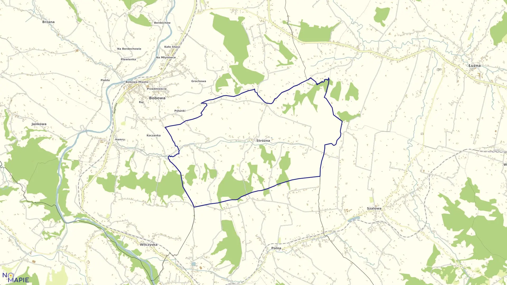 Mapa obrębu Stróżna w gminie Bobowa