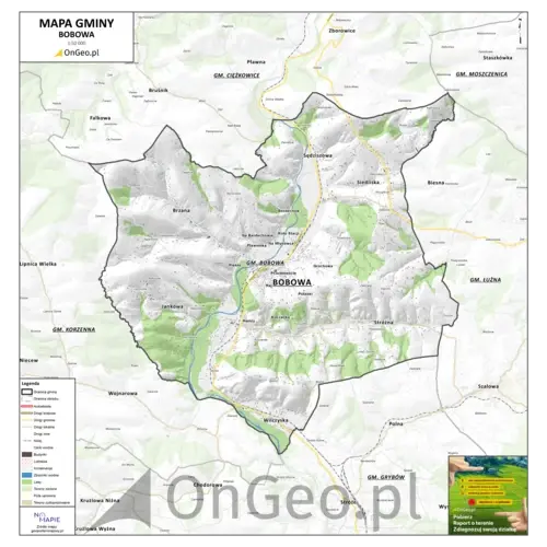 Mapa gminy Bobowa